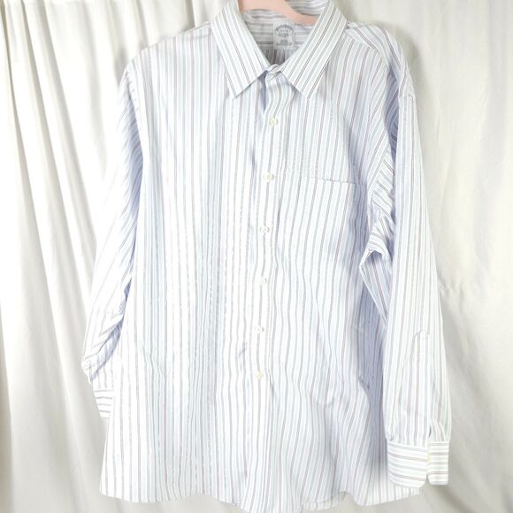 Brooks Brothers Mens Sz 17.5 33 Blue American Supima Cotton Slim Fit Dress Shirt - Picture 1 of 6